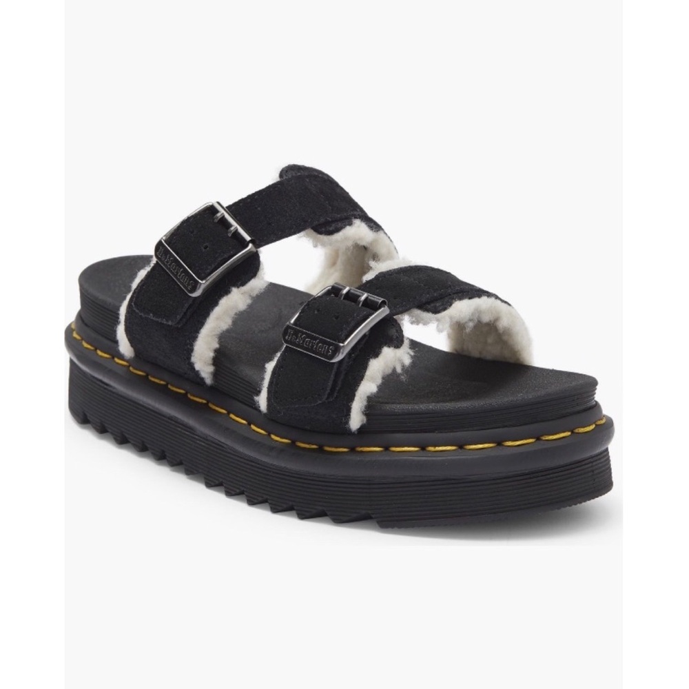 DR Martens Myles Faux Sherling Lined Slide Sandals